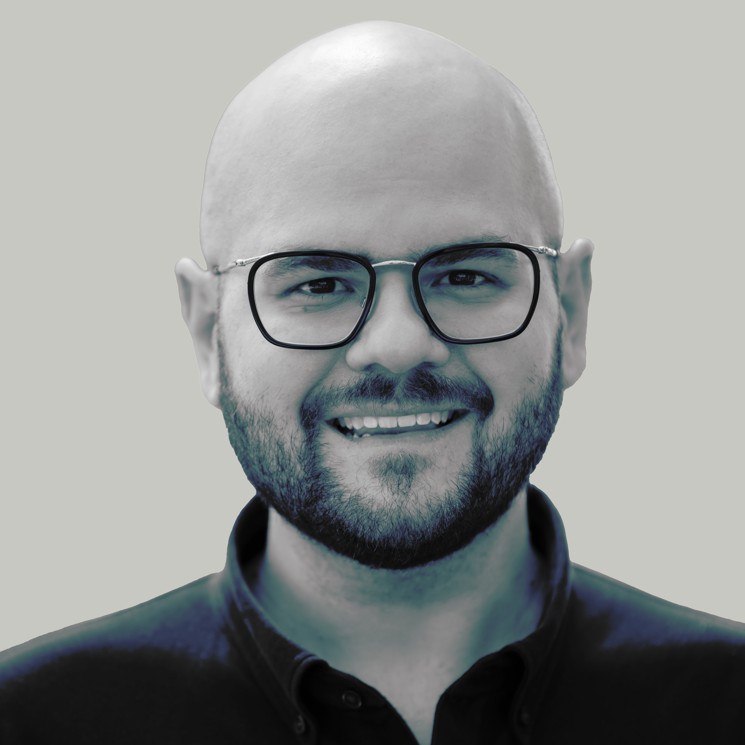 "Mike Peri headshot in black and white"