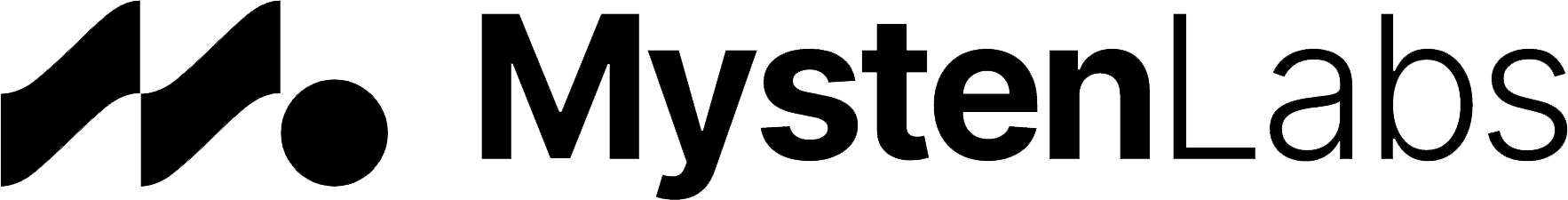 "Mysten Labs logo with abstract wave and dot symbol"